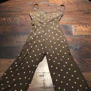 Olive green polka dot jumpsuit